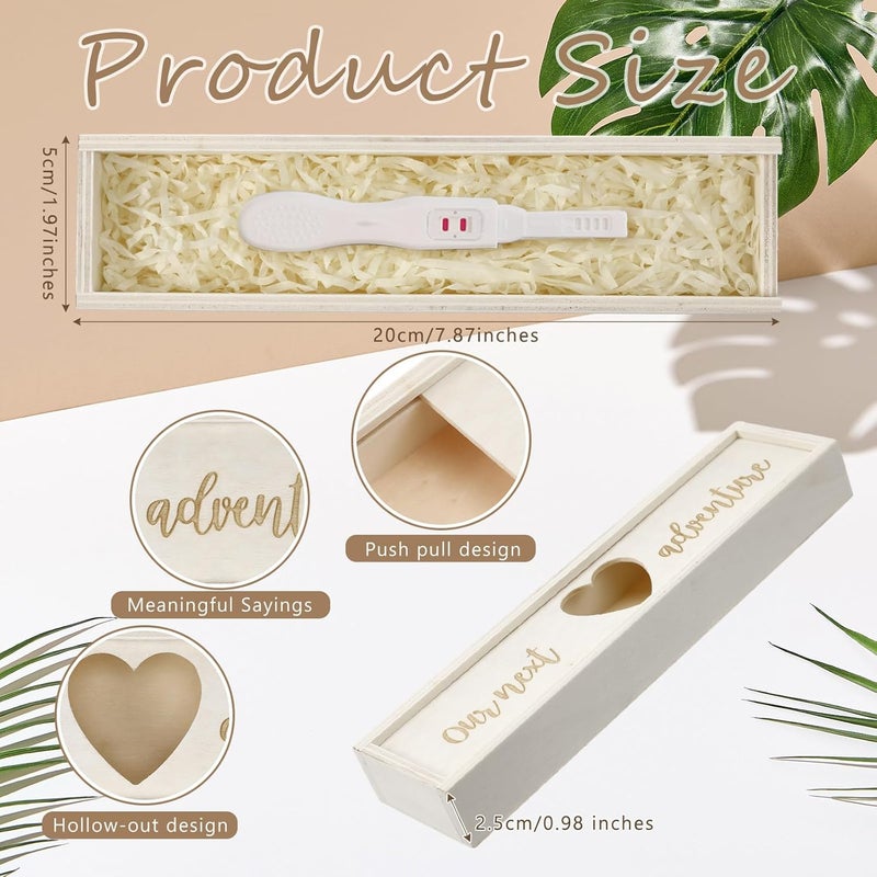 Barydat Pregnancy Test Gifts Box Keepsake Box Pregnancy Announcement for Husband Wooden Baby Reveal Announcements Surprise Ideas Test Holder Baby Souvenir Gifts for Dad Grandma Grandparents(White) - Image 2